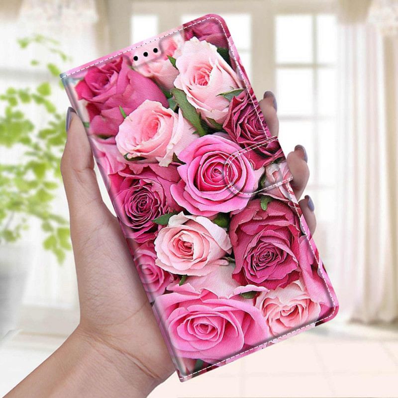 Fliptok / Bőrtok Xiaomi Redmi Note 10 Pro szíjjal Strap Roses