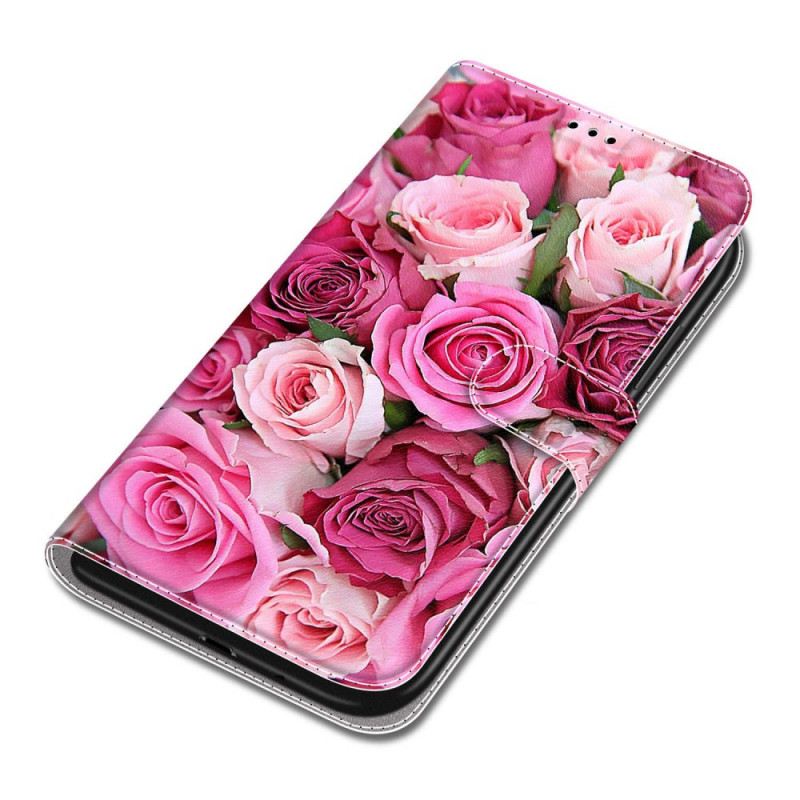 Fliptok / Bőrtok Xiaomi Redmi Note 10 Pro szíjjal Strap Roses