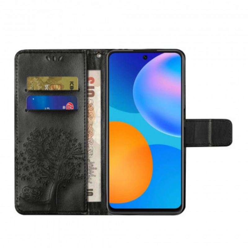 Fliptok / Bőrtok Xiaomi Redmi Note 10 Pro szíjjal Tangafa És Baglyok