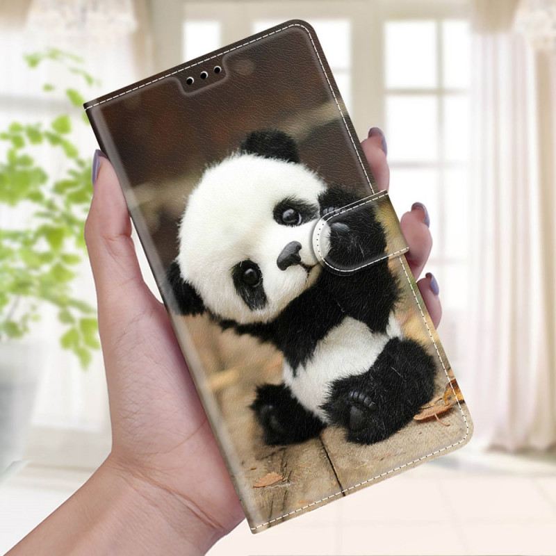 Kinyitható Tokok Xiaomi Redmi Note 10 Pro szíjjal Kis Panda Szíjjal