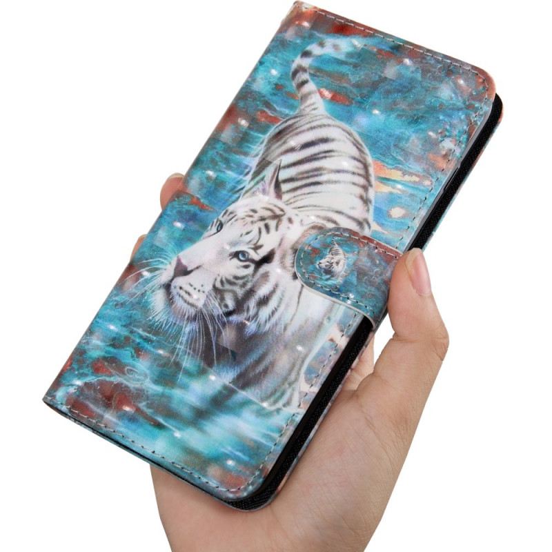 Fliptok / Bőrtok OnePlus 10 Pro 5G szíjjal Tanga Tigris