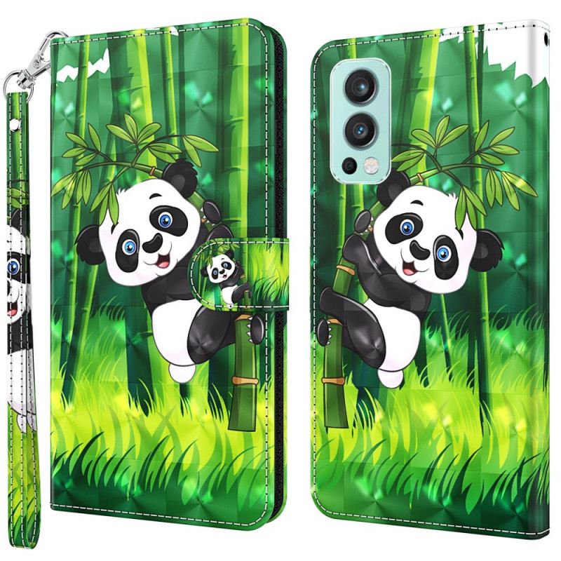 Fliptok / Bőrtok OnePlus Nord 2 5G Panda És Bambusz