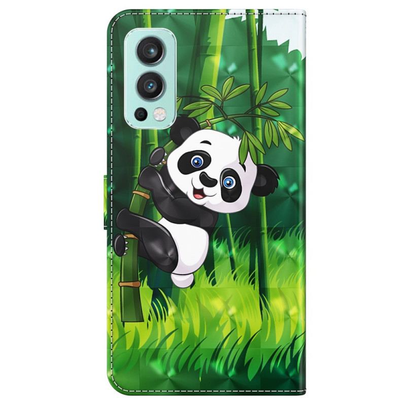 Fliptok / Bőrtok OnePlus Nord 2 5G Panda És Bambusz