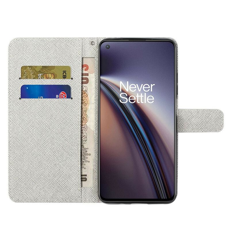 Fliptok / Bőrtok OnePlus Nord 2 5G szíjjal Holdszíj Virágok