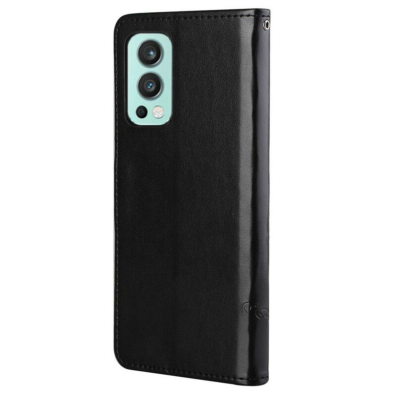 Fliptok OnePlus Nord 2 5G szíjjal Tanga Pillangók És Virágok