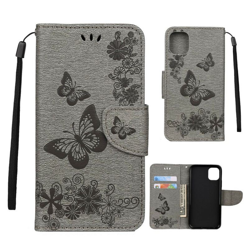 Fliptok iPhone 11 Pro szíjjal Splendid Strap Butterflies