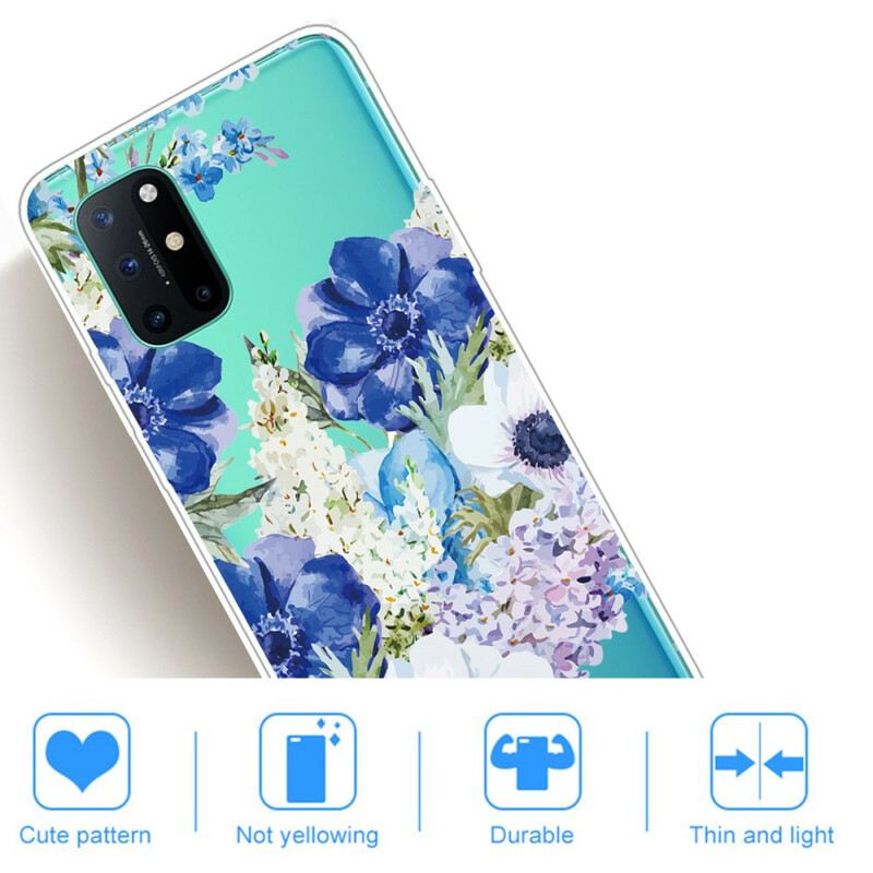 Tok OnePlus 8T Varrat Nélküli Akvarell Kék Virágok