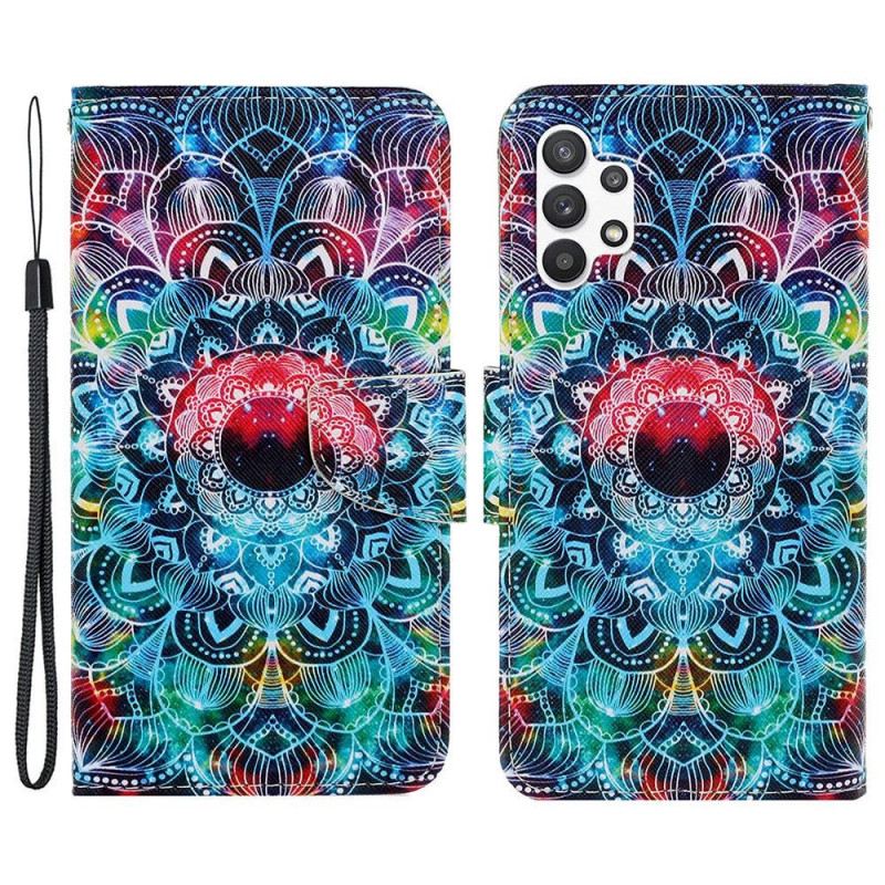 Fliptok / Bőrtok Samsung Galaxy A13 szíjjal Feltűnő Strappy Mandala