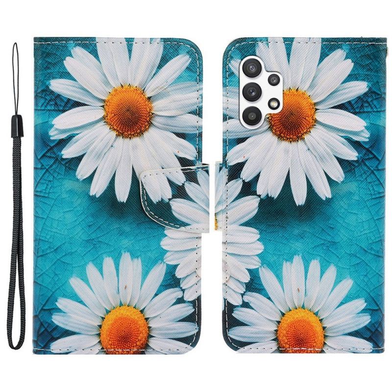 Fliptok / Bőrtok Samsung Galaxy A13 szíjjal Thong Daisies