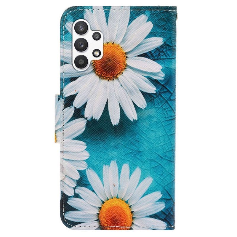 Fliptok / Bőrtok Samsung Galaxy A13 szíjjal Thong Daisies