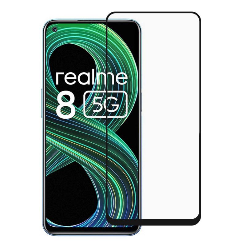 Realme 8 5G Black Edge Edzett Üveg Képernyővédő Fólia