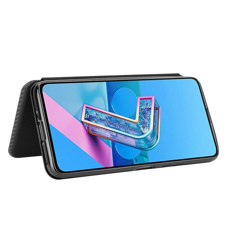 Fliptok Asus Zenfone 7 / 7 Pro Bőrtok Szilikon Szén