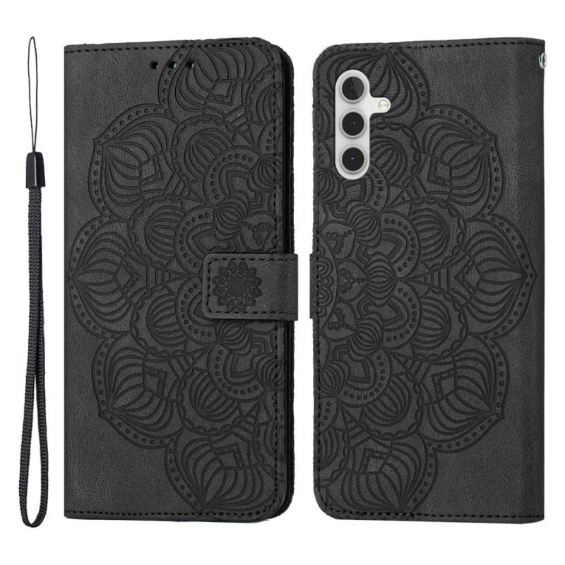 Fliptok / Bőrtok Samsung Galaxy A34 5G szíjjal Diszkrét Strappy Mandala