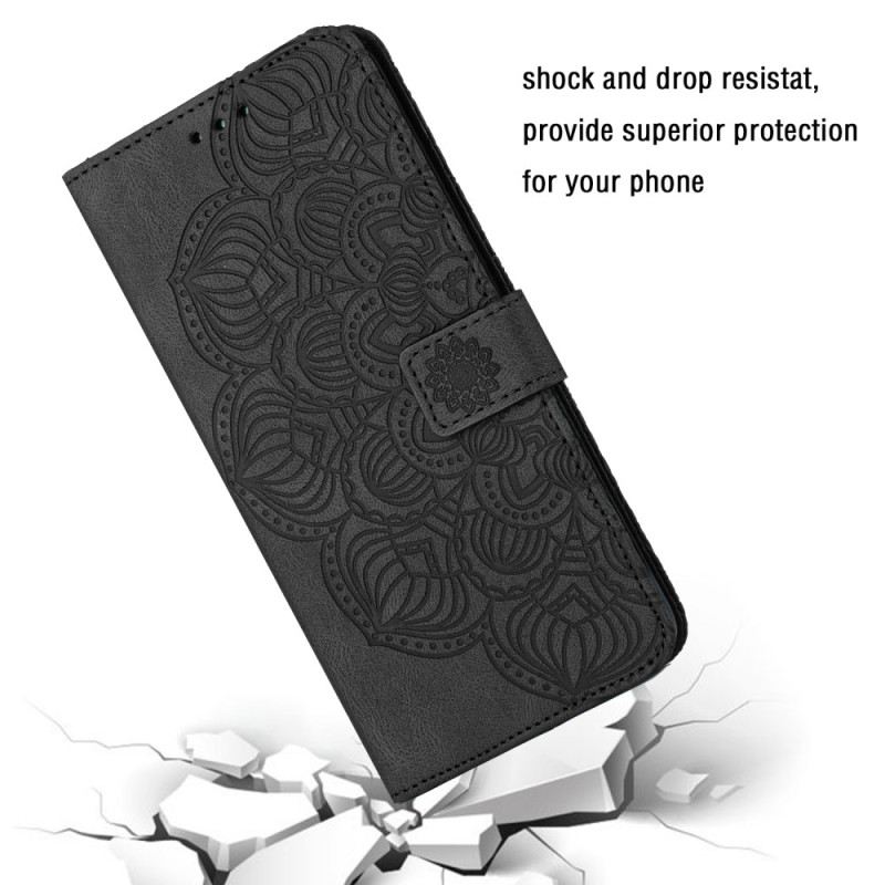 Fliptok / Bőrtok Samsung Galaxy A34 5G szíjjal Diszkrét Strappy Mandala