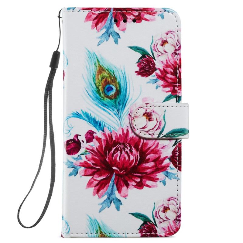 Fliptok / Bőrtok Samsung Galaxy A34 5G szíjjal Strappy Floral Fantasy