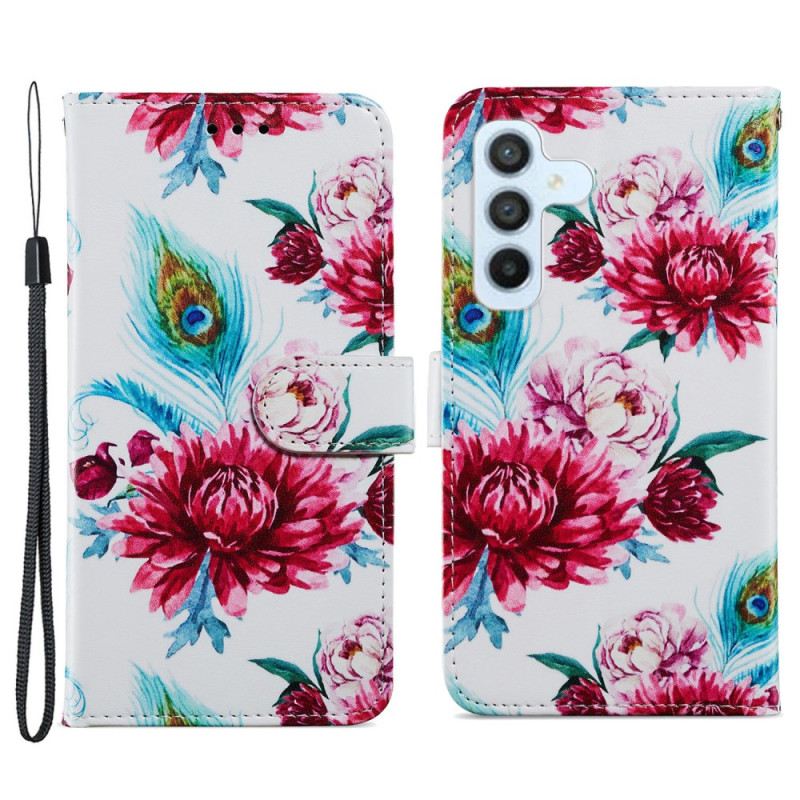 Fliptok / Bőrtok Samsung Galaxy A34 5G szíjjal Strappy Floral Fantasy