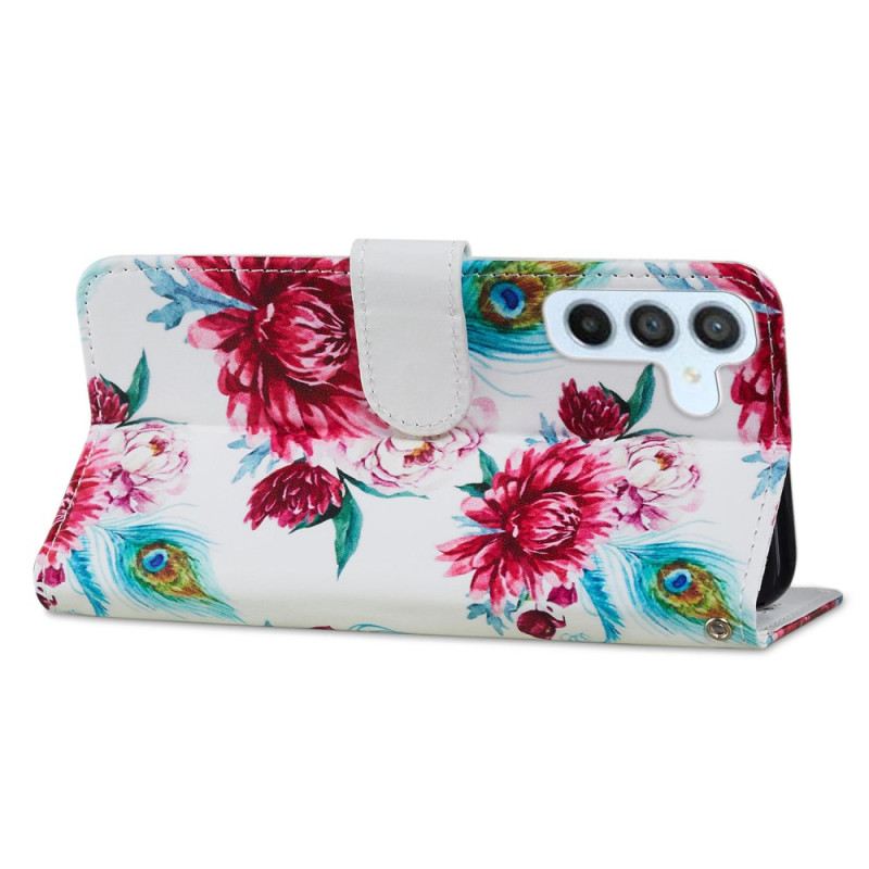 Fliptok / Bőrtok Samsung Galaxy A34 5G szíjjal Strappy Floral Fantasy