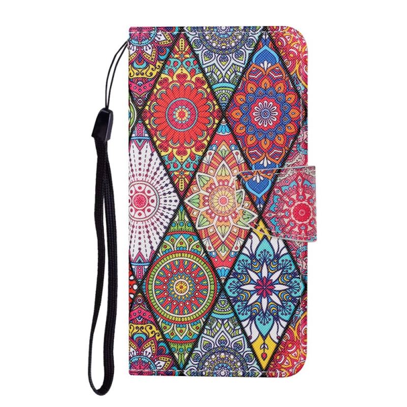 Fliptok / Bőrtok Samsung Galaxy A34 5G szíjjal Strappy Patchwork