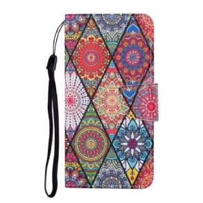 Fliptok / Bőrtok Samsung Galaxy A34 5G szíjjal Strappy Patchwork