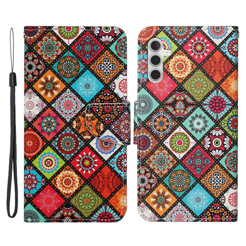 Fliptok / Bőrtok Samsung Galaxy A34 5G szíjjal Strappy Patchwork