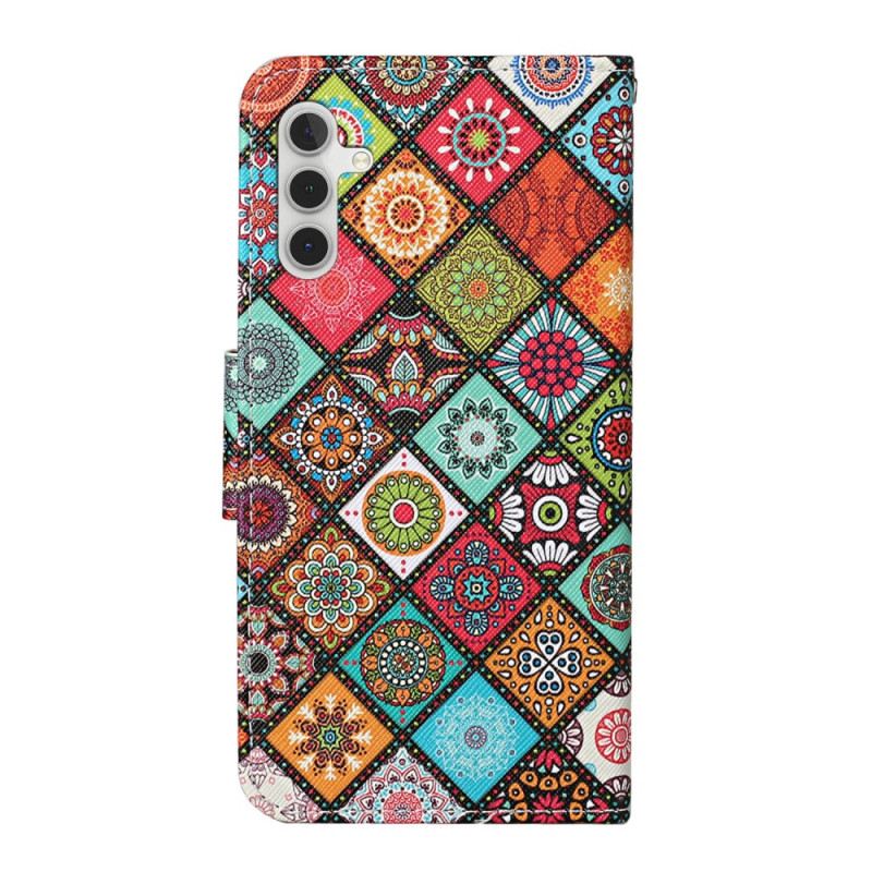 Fliptok / Bőrtok Samsung Galaxy A34 5G szíjjal Strappy Patchwork