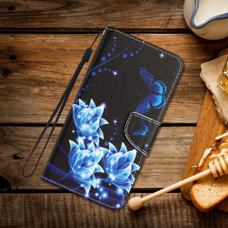 Fliptok Samsung Galaxy A34 5G szíjjal Szép Pántos Virágok