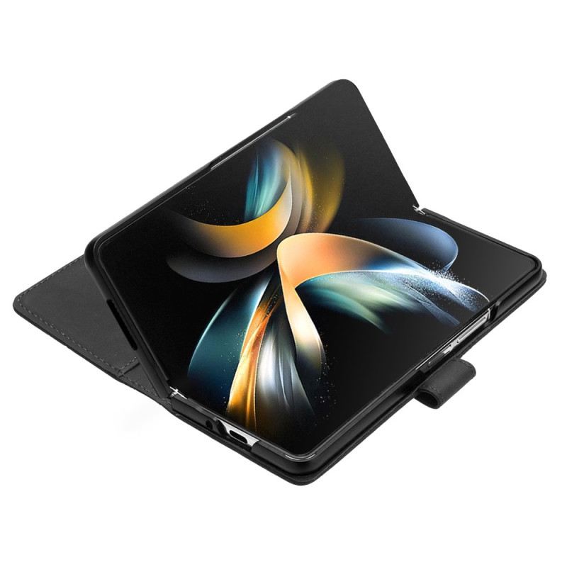 Bőrtok Samsung Galaxy Z Fold 5 Háromszög Minta Vállpánttal