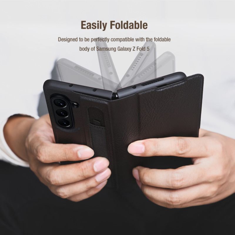 Bőrtok Samsung Galaxy Z Fold 5 Nillkin Stylus Cutting-el