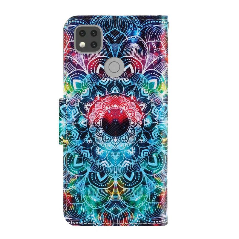 Fliptok / Bőrtok Xiaomi Redmi 9C szíjjal Feltűnő Strappy Mandala