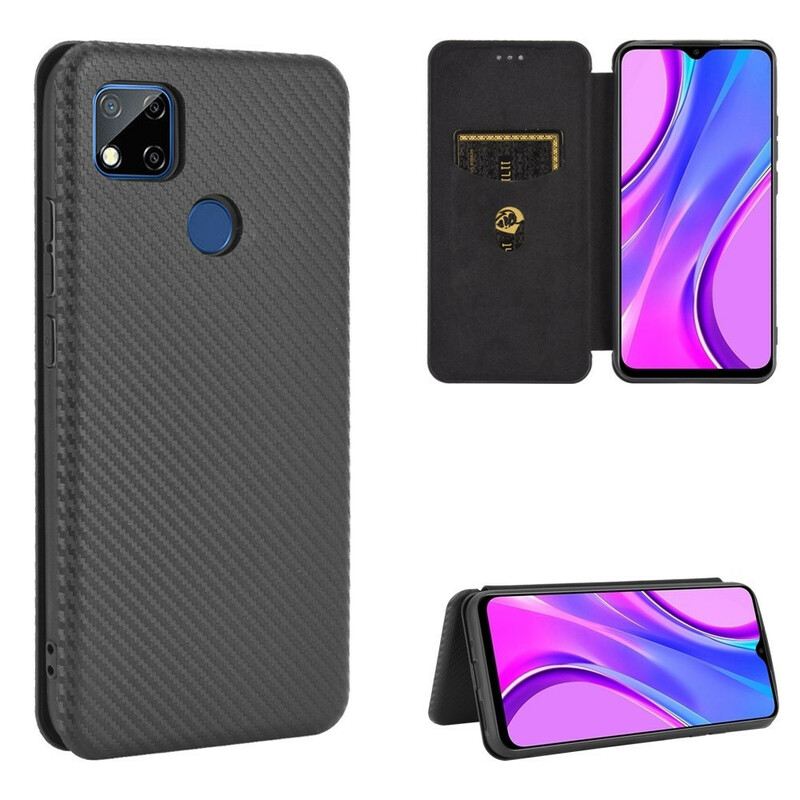 Fliptok Xiaomi Redmi 9C Bőrtok Színes Karbon Szilikon