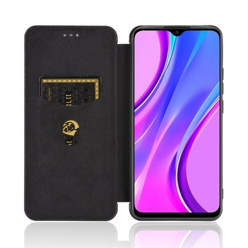 Fliptok Xiaomi Redmi 9C Bőrtok Színes Karbon Szilikon