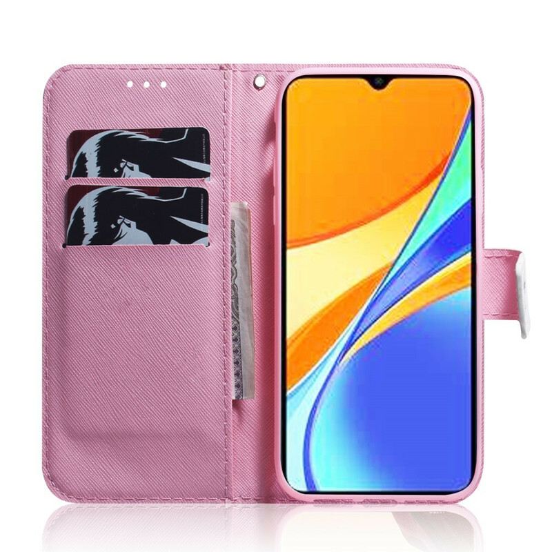 Fliptok Xiaomi Redmi 9C Virág Poros Rózsaszín