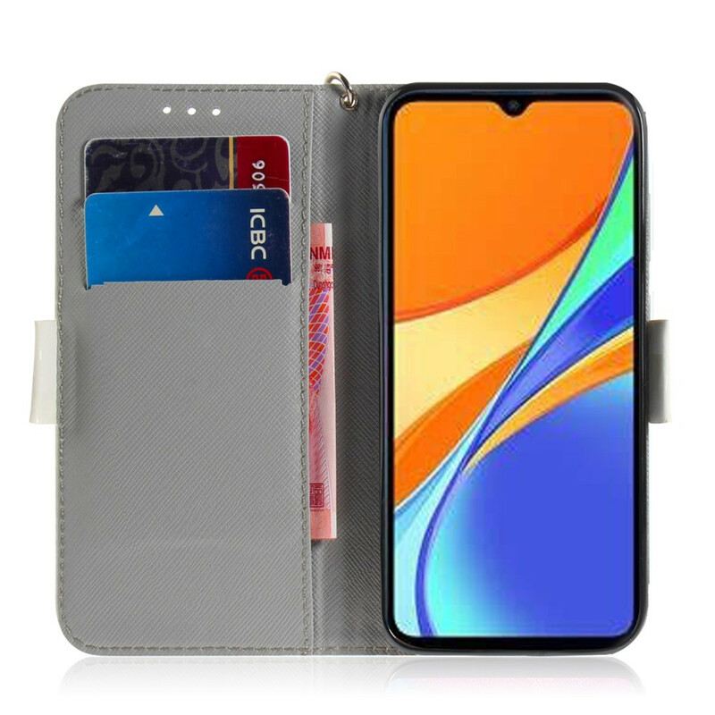 Kinyitható Tokok Xiaomi Redmi 9C szíjjal Paradicsom A Macskán Egy Szíjjal