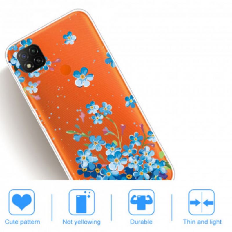 Tok Xiaomi Redmi 9C Kék Virág Csokor