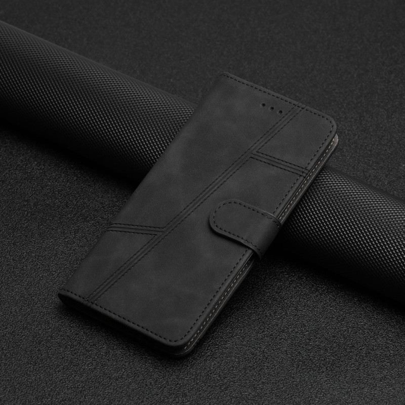 Fliptok / Bőrtok Xiaomi Redmi Note 12 5G szíjjal Pántos Geometrikus Bőr Stílus