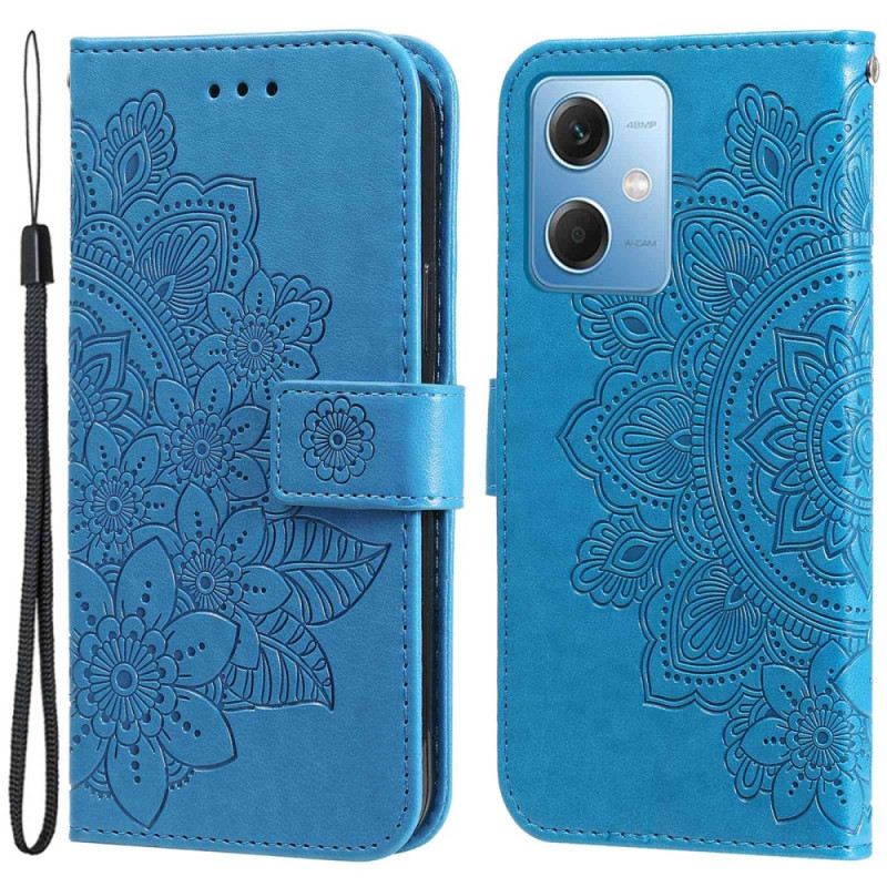 Fliptok / Bőrtok Xiaomi Redmi Note 12 5G szíjjal Szíj Virág Mandala