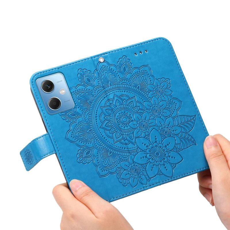 Fliptok / Bőrtok Xiaomi Redmi Note 12 5G szíjjal Szíj Virág Mandala