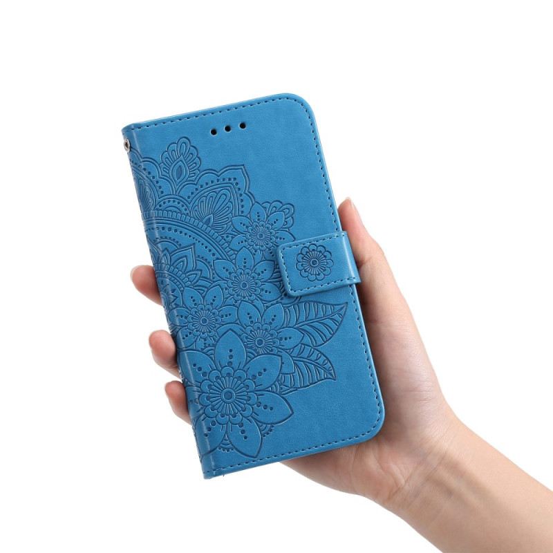 Fliptok / Bőrtok Xiaomi Redmi Note 12 5G szíjjal Szíj Virág Mandala