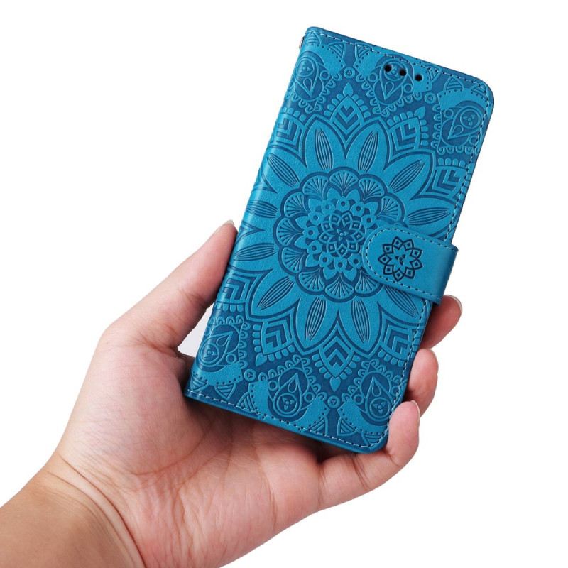 Kinyitható Tokok Xiaomi Redmi Note 12 5G szíjjal Mandala Díszítés Pánttal