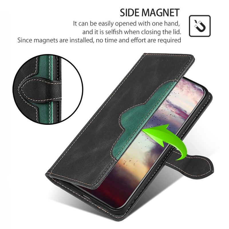 Fliptok / Bőrtok Moto G73 5G Műbőr Bicolor Stílusos