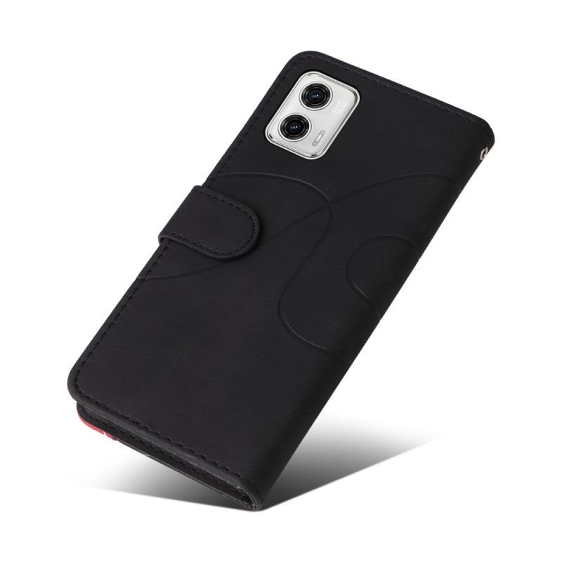 Fliptok / Bőrtok Moto G73 5G szíjjal Kéttónusú Szíj