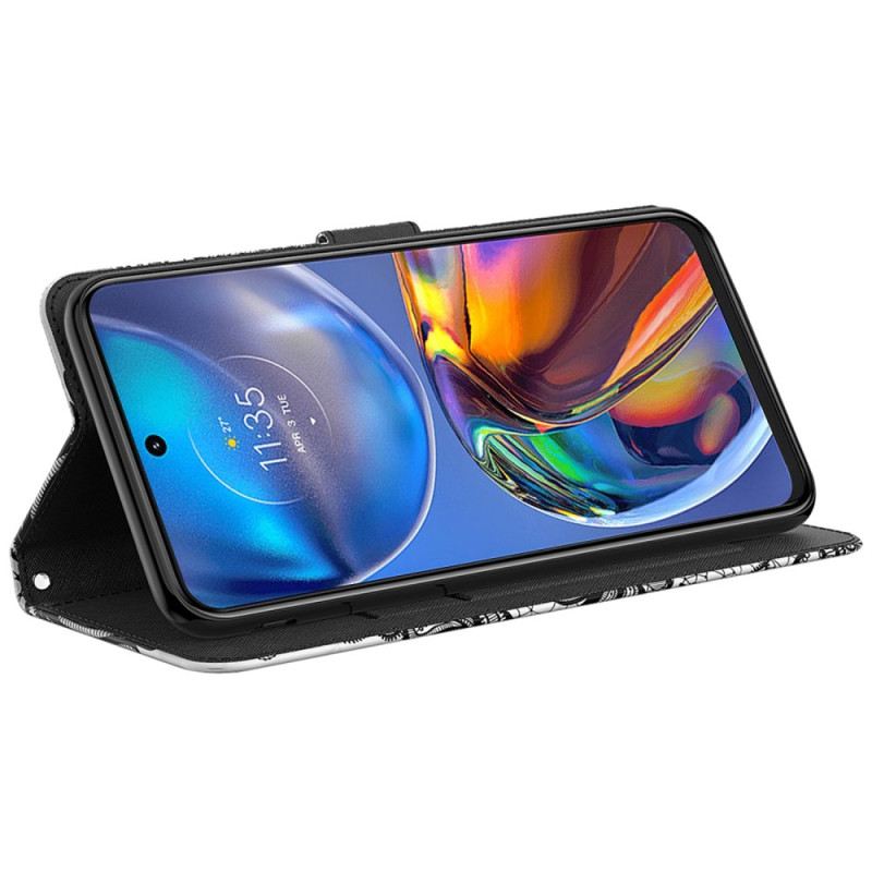 Fliptok / Bőrtok Moto G73 5G szíjjal Pántos Csipke