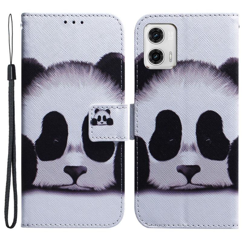 Fliptok / Bőrtok Moto G73 5G szíjjal Pántos Panda