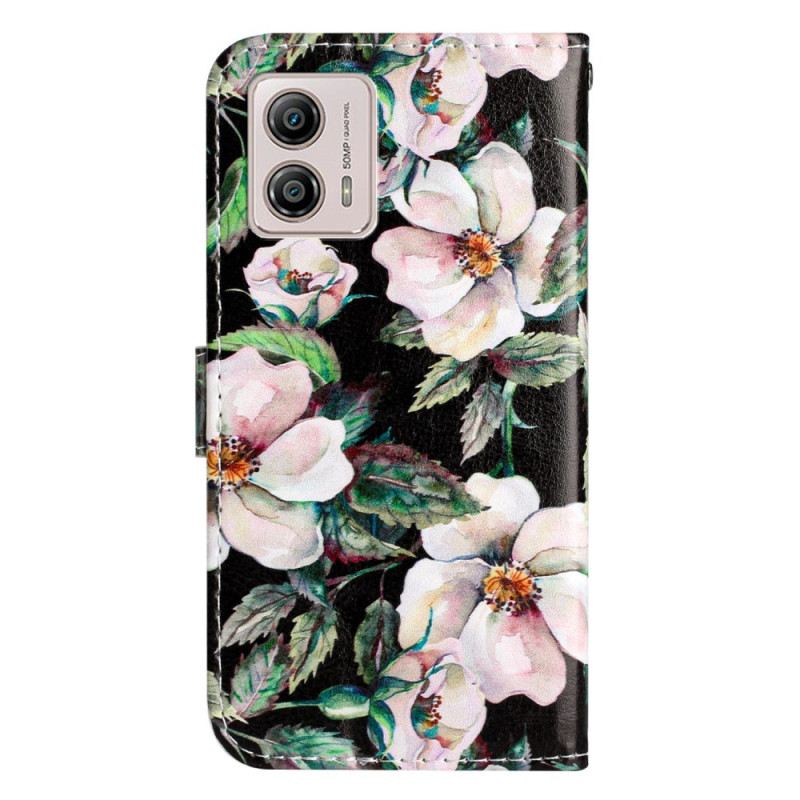 Fliptok / Bőrtok Moto G73 5G szíjjal Szíjas Magnoliák