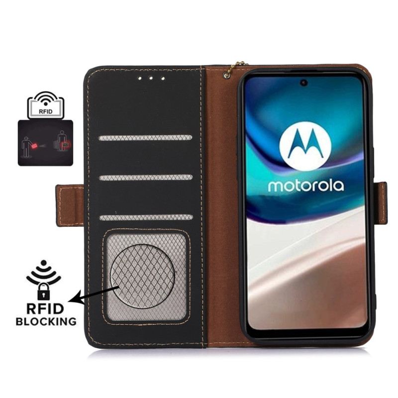 Fliptok / Bőrtok Moto G73 5G Valódi Bőr Rfid