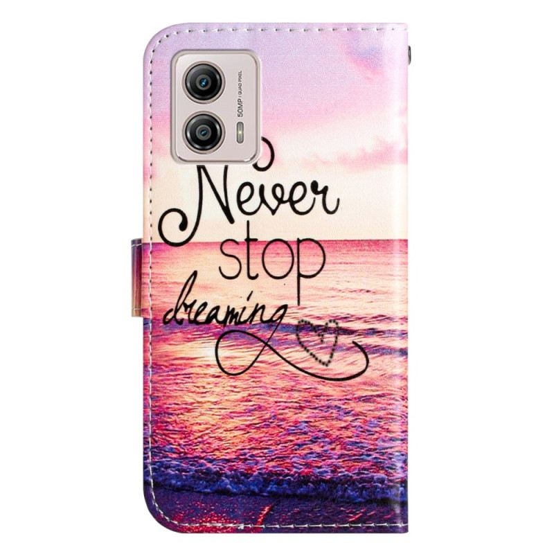 Fliptok Moto G73 5G szíjjal Never Stop Dreaming Strappy