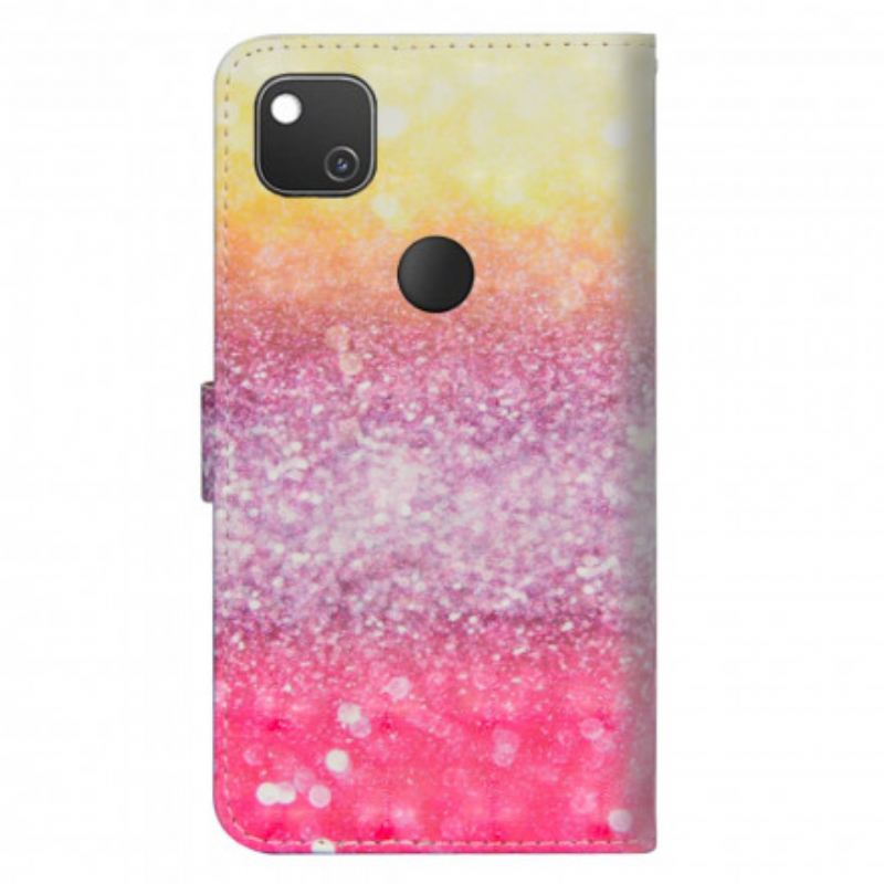 Fliptok / Bőrtok Google Pixel 4A Magenta Glitter Gradiens