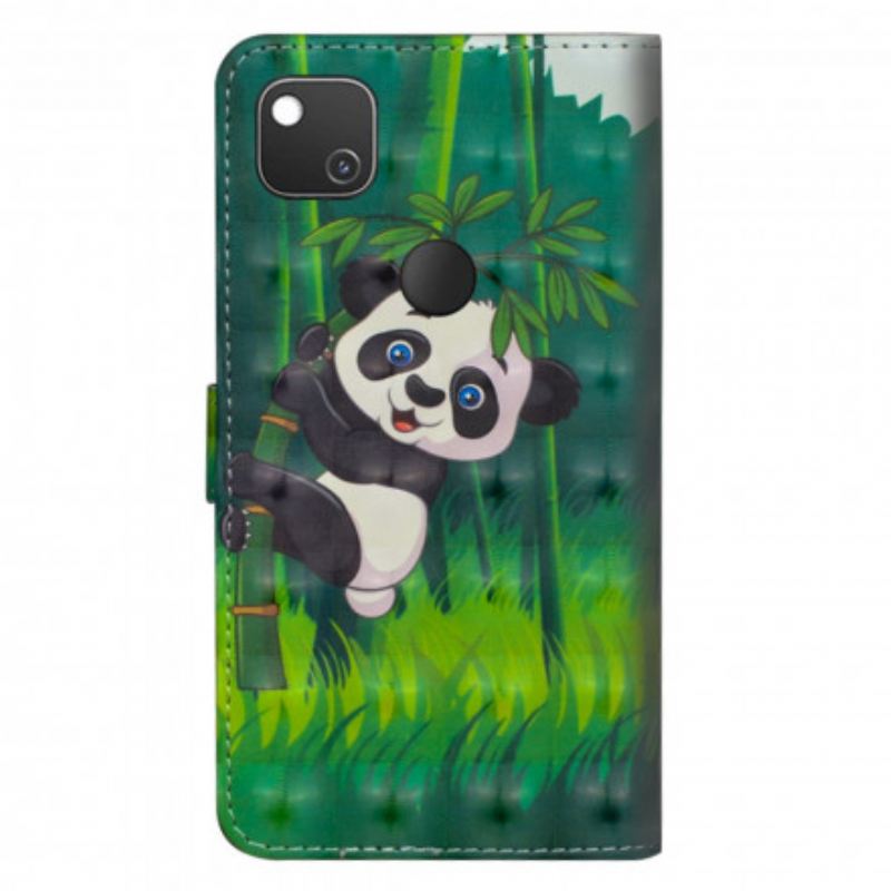 Fliptok / Bőrtok Google Pixel 4A Panda És Bambusz