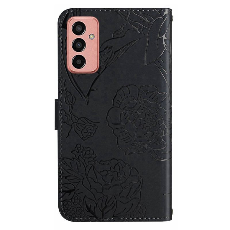 Fliptok / Bőrtok Samsung Galaxy M13 Butterfly Charm És Vállpánt