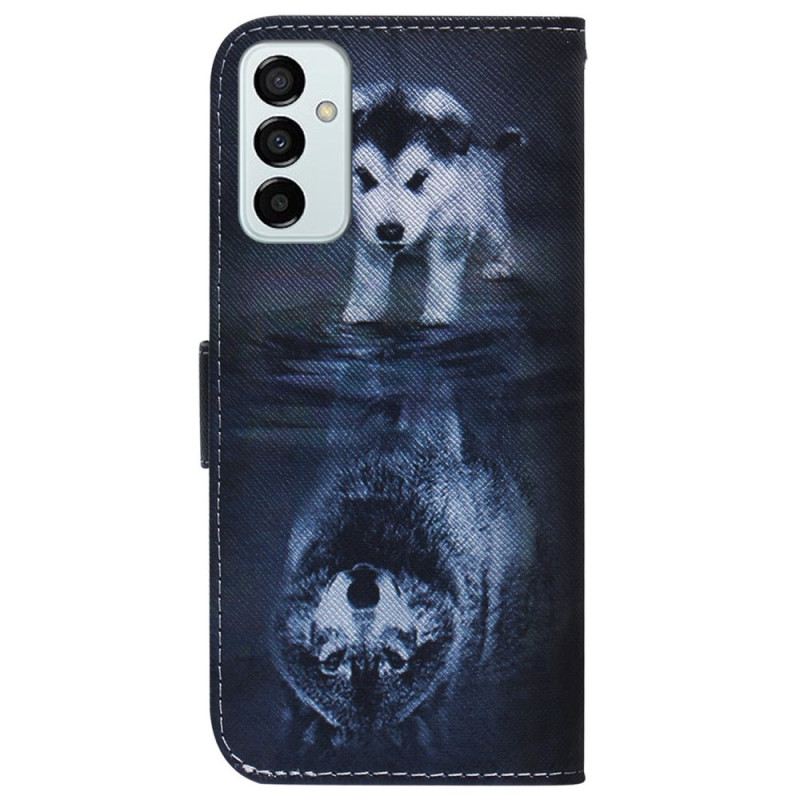 Fliptok / Bőrtok Samsung Galaxy M13 szíjjal Strappy Puppy Dream